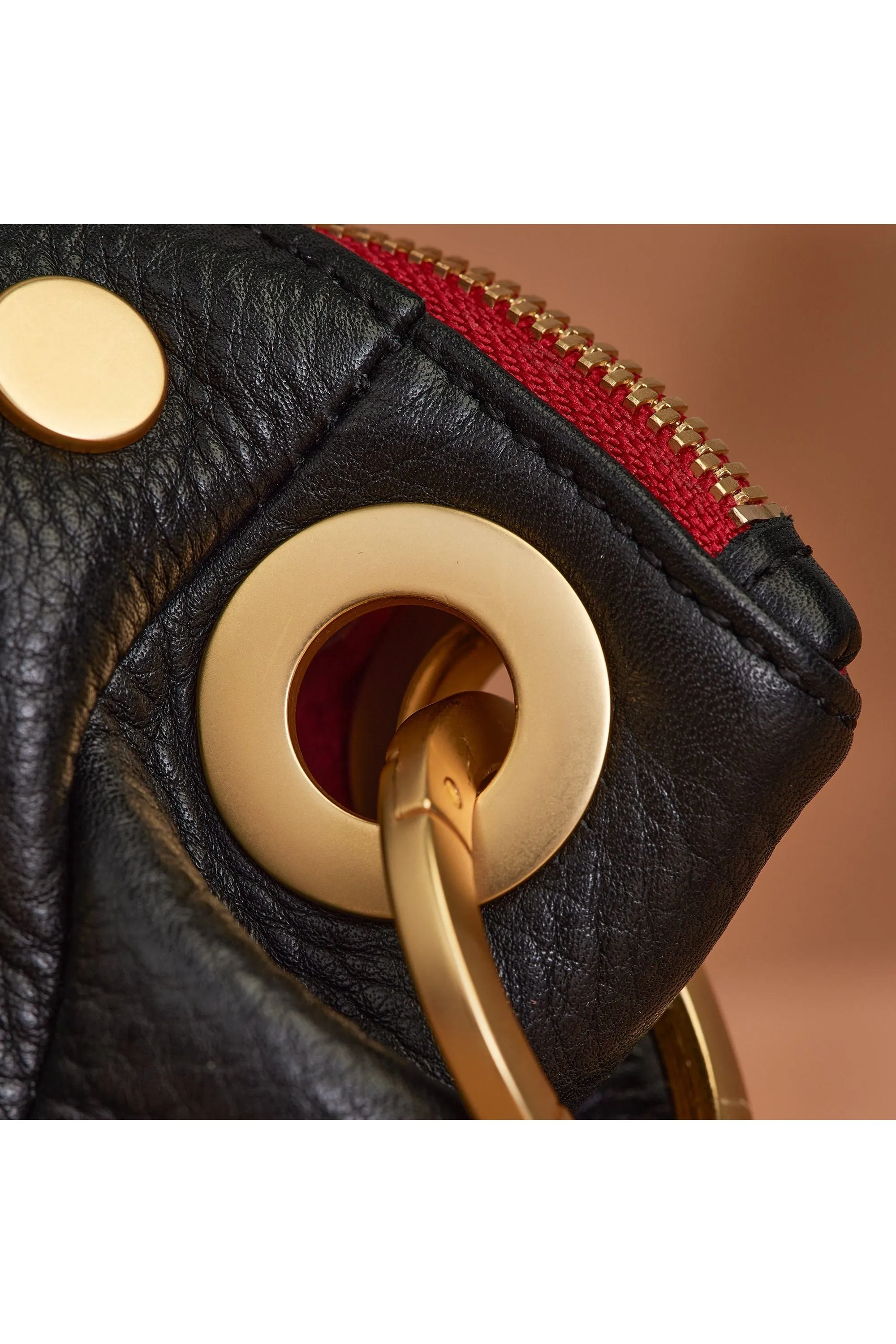 Hammitt Daniel Crossbody Clutch Small 17466 | Black/Brushed Gold Red Zip