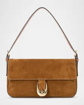 Harlow Buckle Suede Shoulder Bag