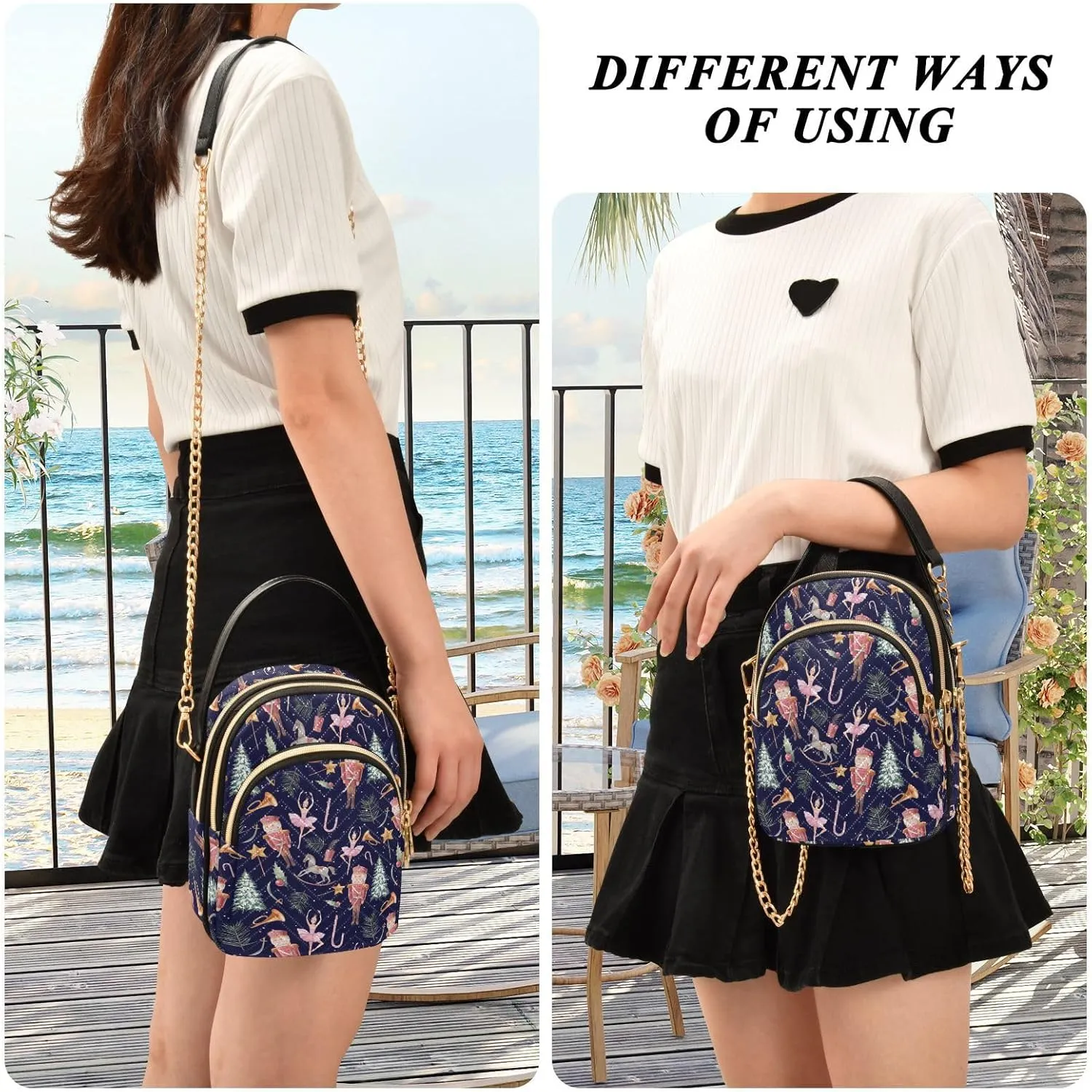 Holiday Festive Cell Phone Purse Crossbody Handbag Durable Shoulder Bag Travel Pouch