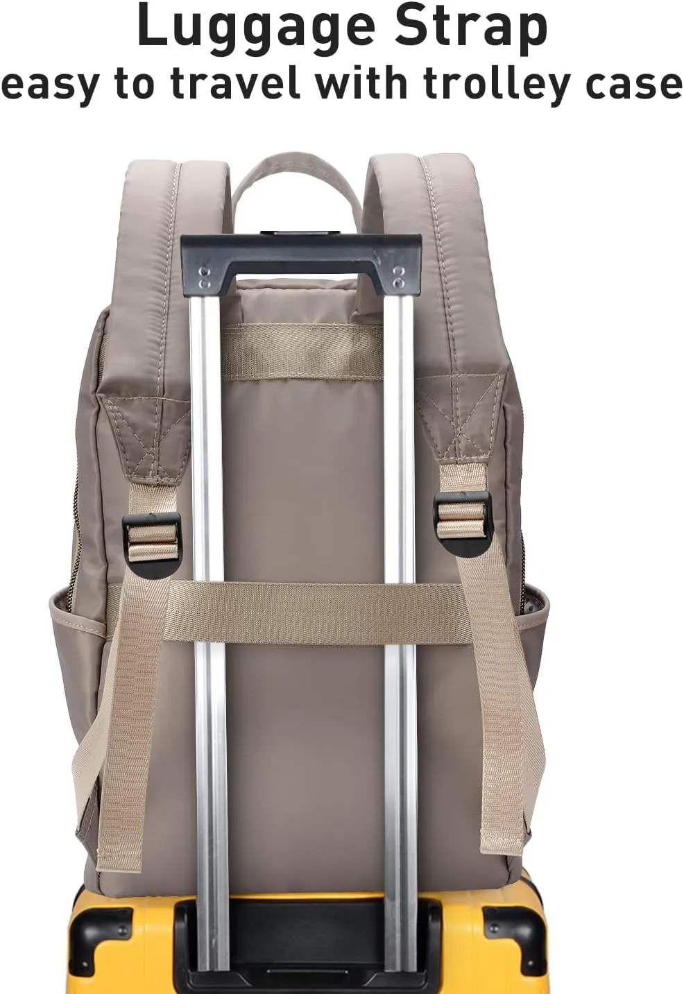 Laptop Backpack for Women 15.6-inch Slim - Laptop Bag Computer Case Purse Travel Lightweight Medium Size Satchel Daypack 16-inch Water-resistant Business Comutter Fashion Stylish Nylon Khaki
