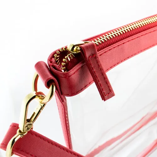 Large Clear Stadium Crossbody - Red