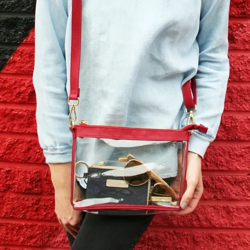 Large Clear Stadium Crossbody - Red