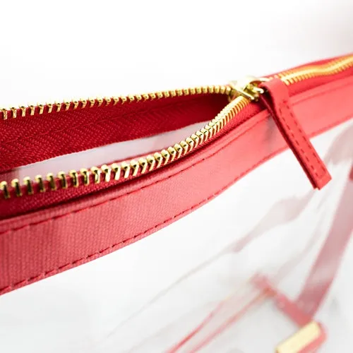 Large Clear Stadium Crossbody - Red