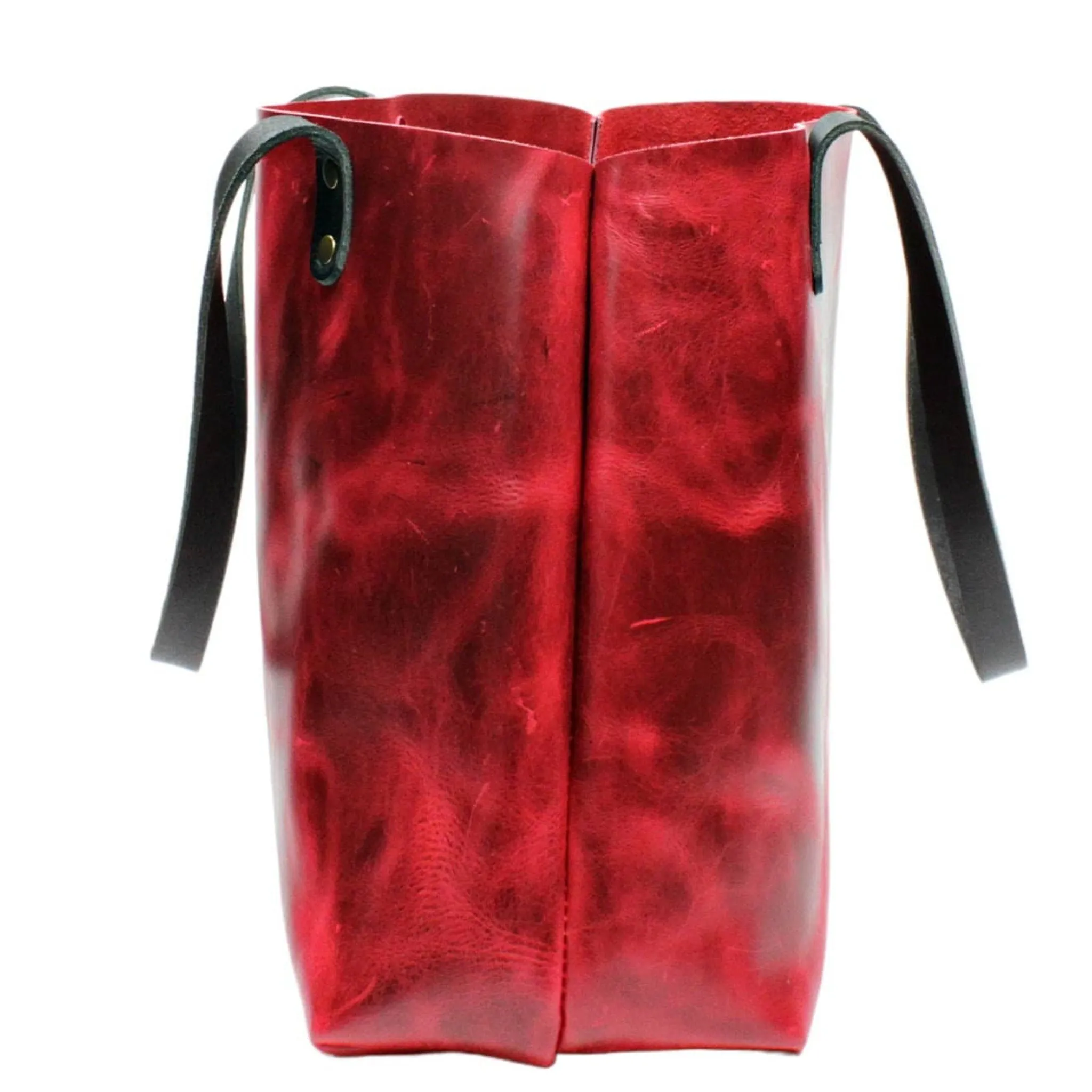 Large Red Pull Up Leather Tote