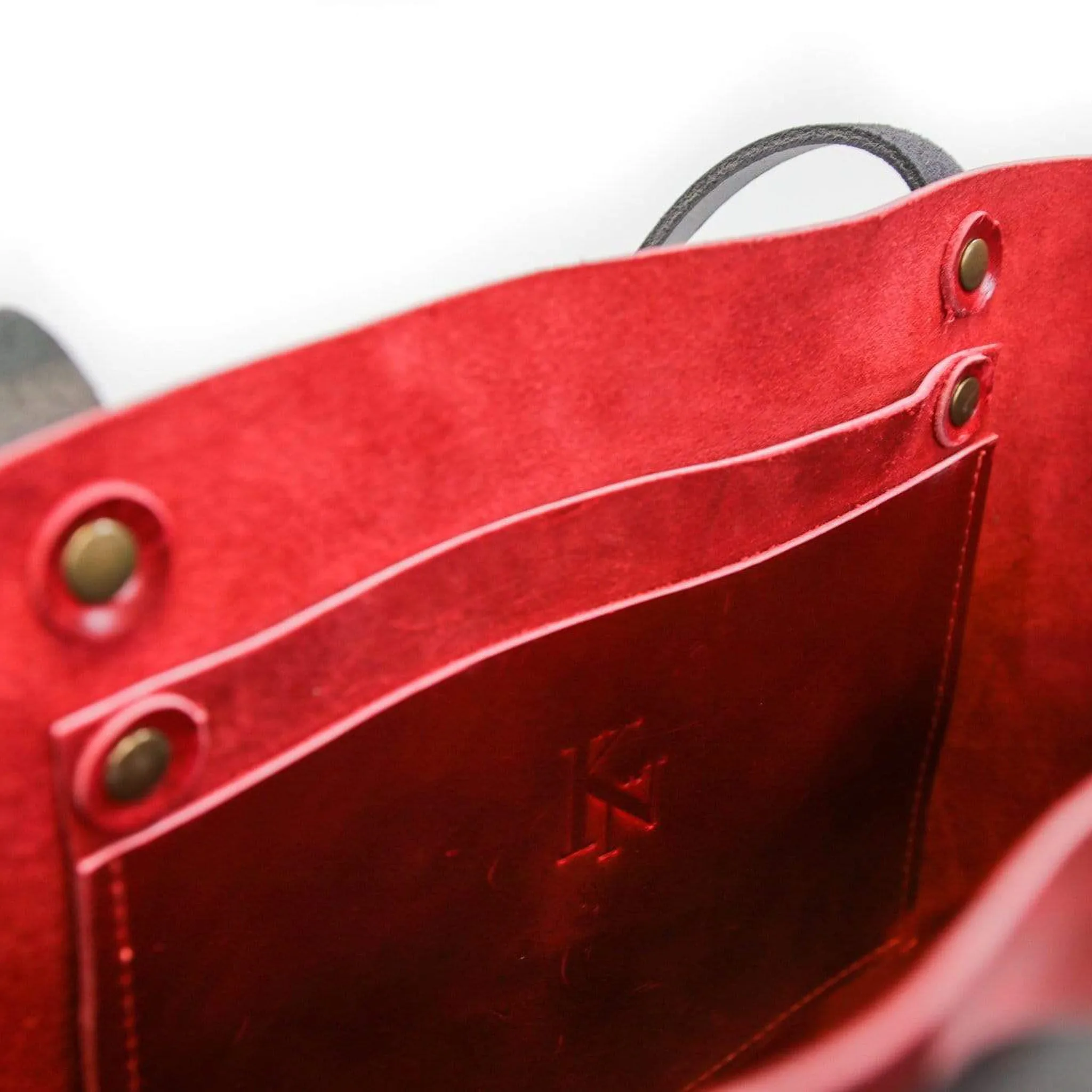 Large Red Pull Up Leather Tote