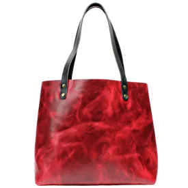 Large Red Pull Up Leather Tote