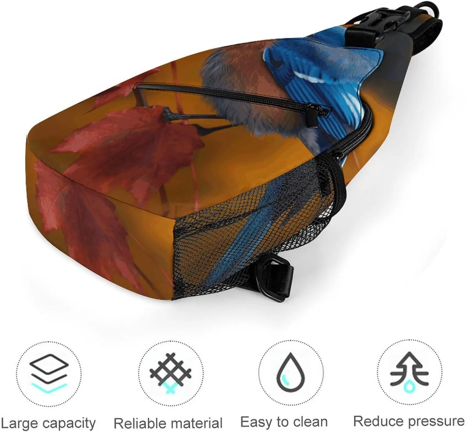 Lightweight Chest Bag Crossbody Bag Blue Bird And Leaves Sling Backpack for Women Men Sports Travel