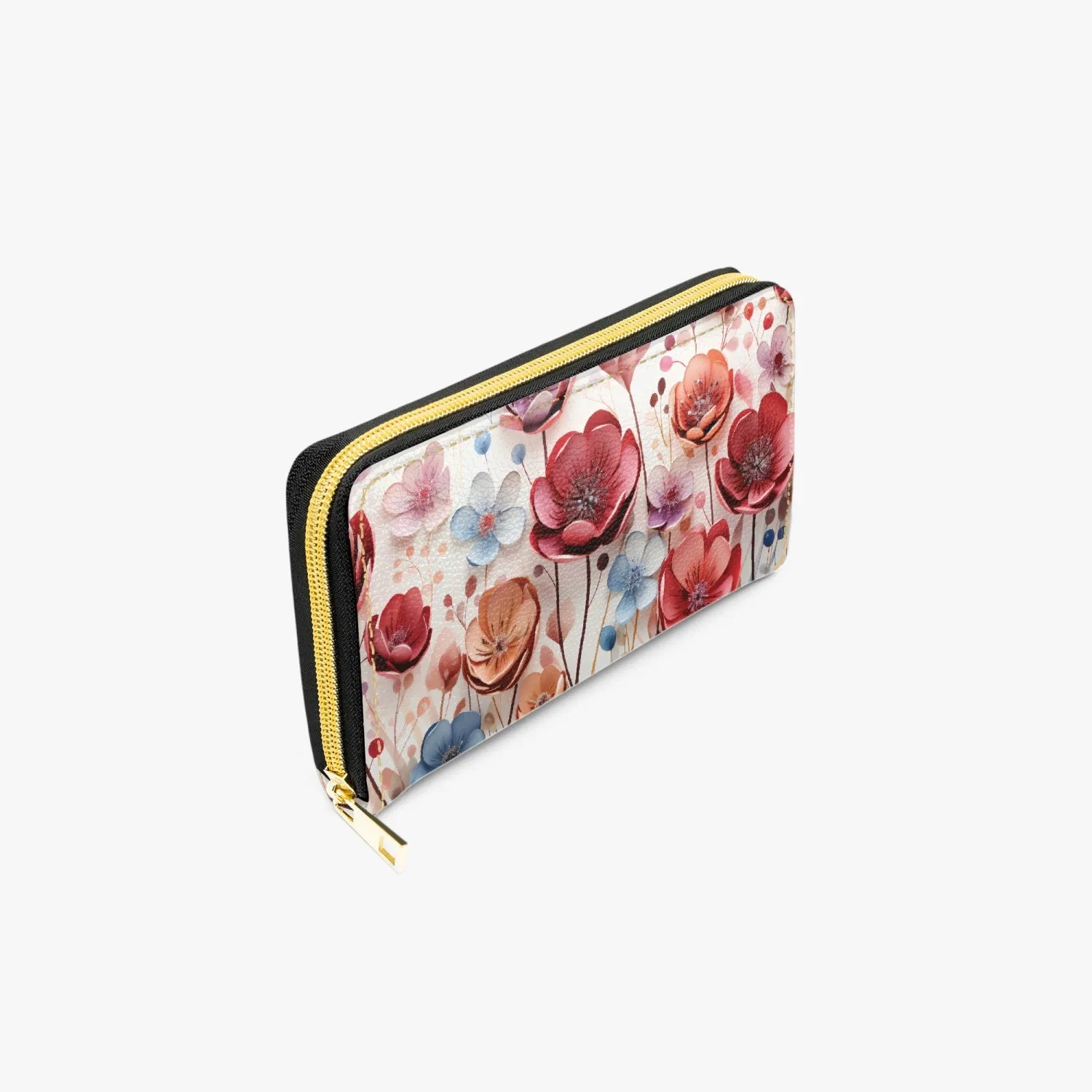 Long Type Zipper Purse, Poppy Flowers, awd-655