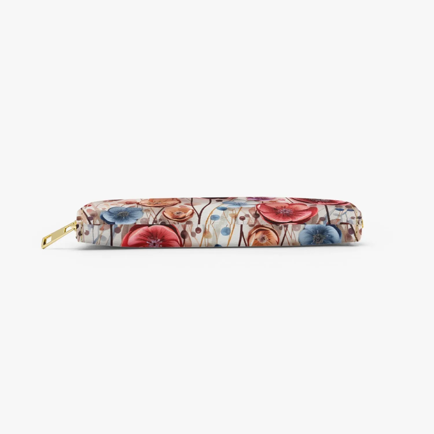 Long Type Zipper Purse, Poppy Flowers, awd-655