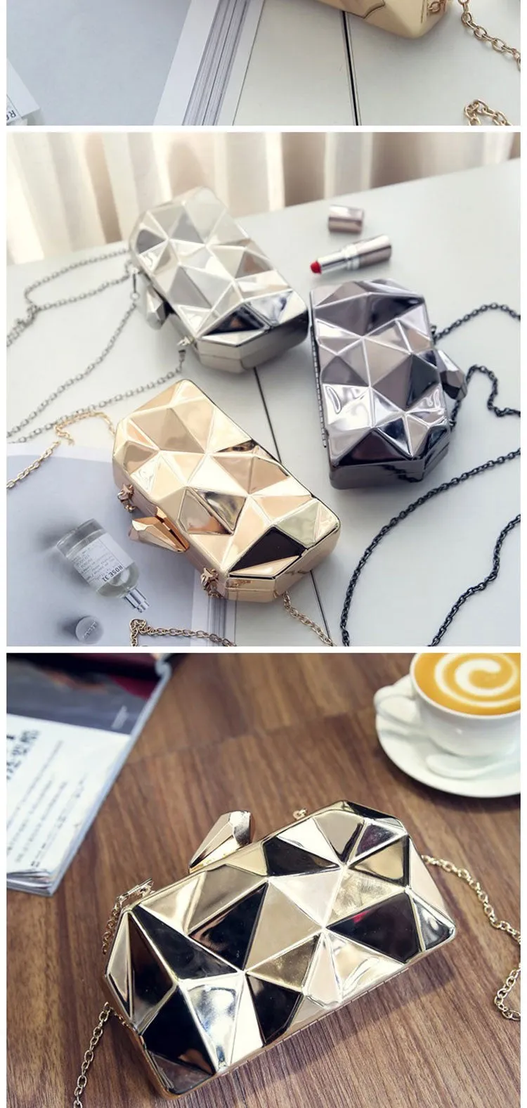 Maeva metallic clutch bag