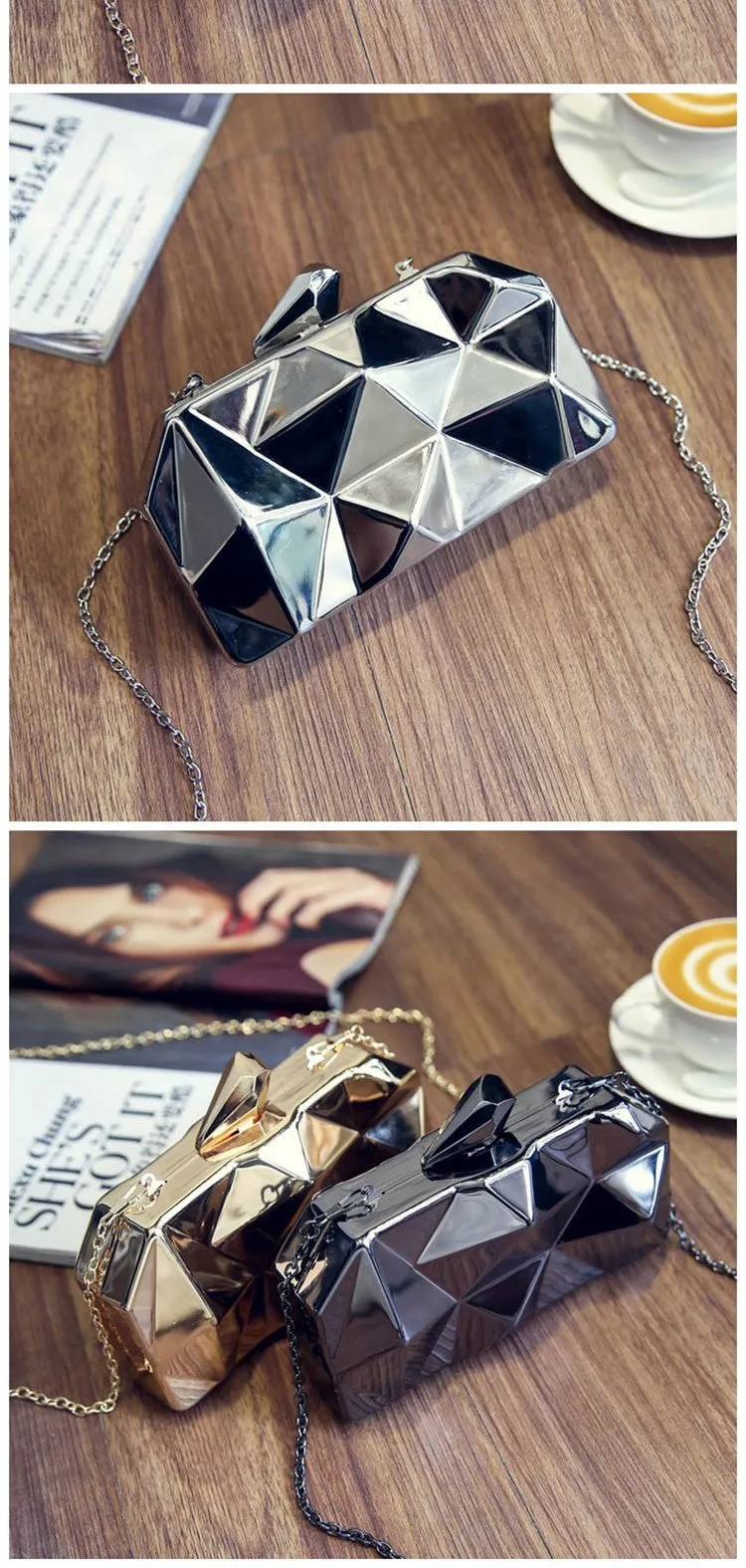 Maeva metallic clutch bag