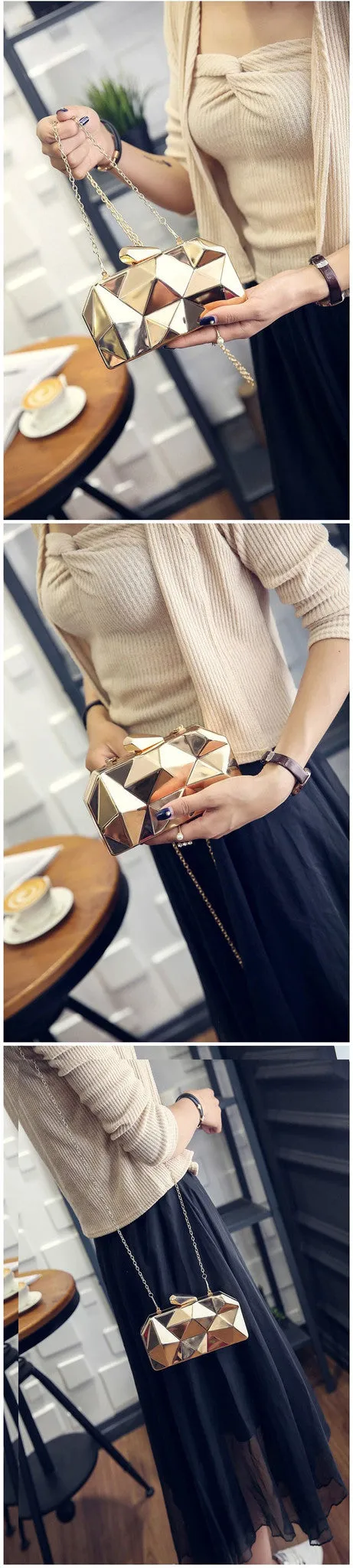 Maeva metallic clutch bag