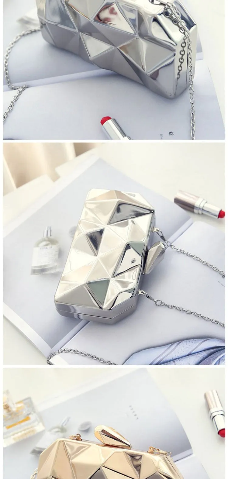 Maeva metallic clutch bag