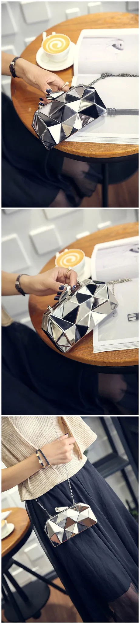 Maeva metallic clutch bag