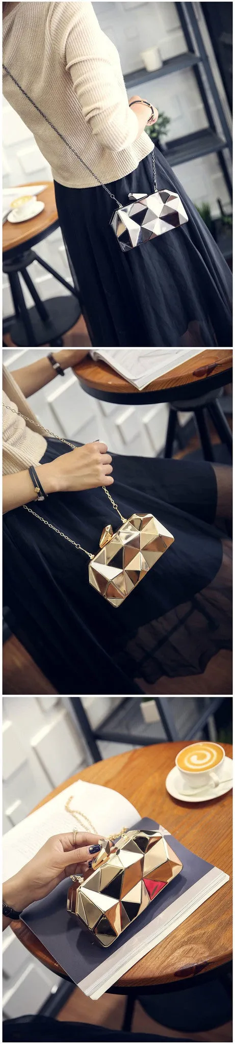 Maeva metallic clutch bag