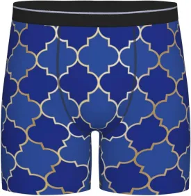 Men's Boxer Briefs Comfy Breathable Boxer Shorts Blue Gold Grid Lantern Shapes Novelty Briefs Underpants For Men