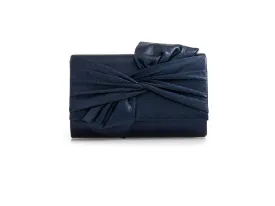 Metallic Navy Bow Clutch Bag