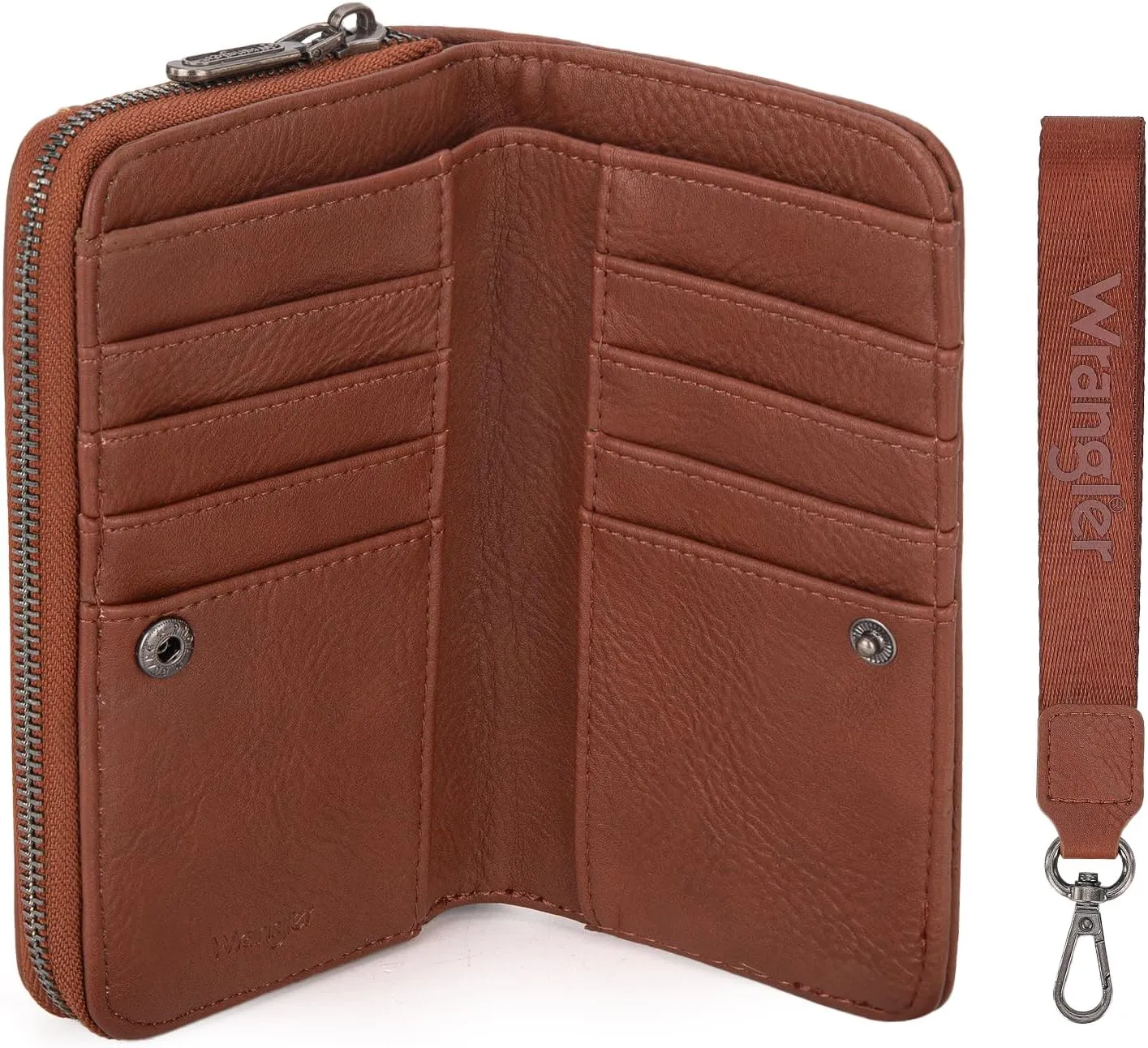 Montana West Wrangler Large Capacity Wallets Women with Wristlet and Metal Smooth Zipper