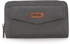 Montana West Wrangler Large Capacity Wallets Women with Wristlet and Metal Smooth Zipper