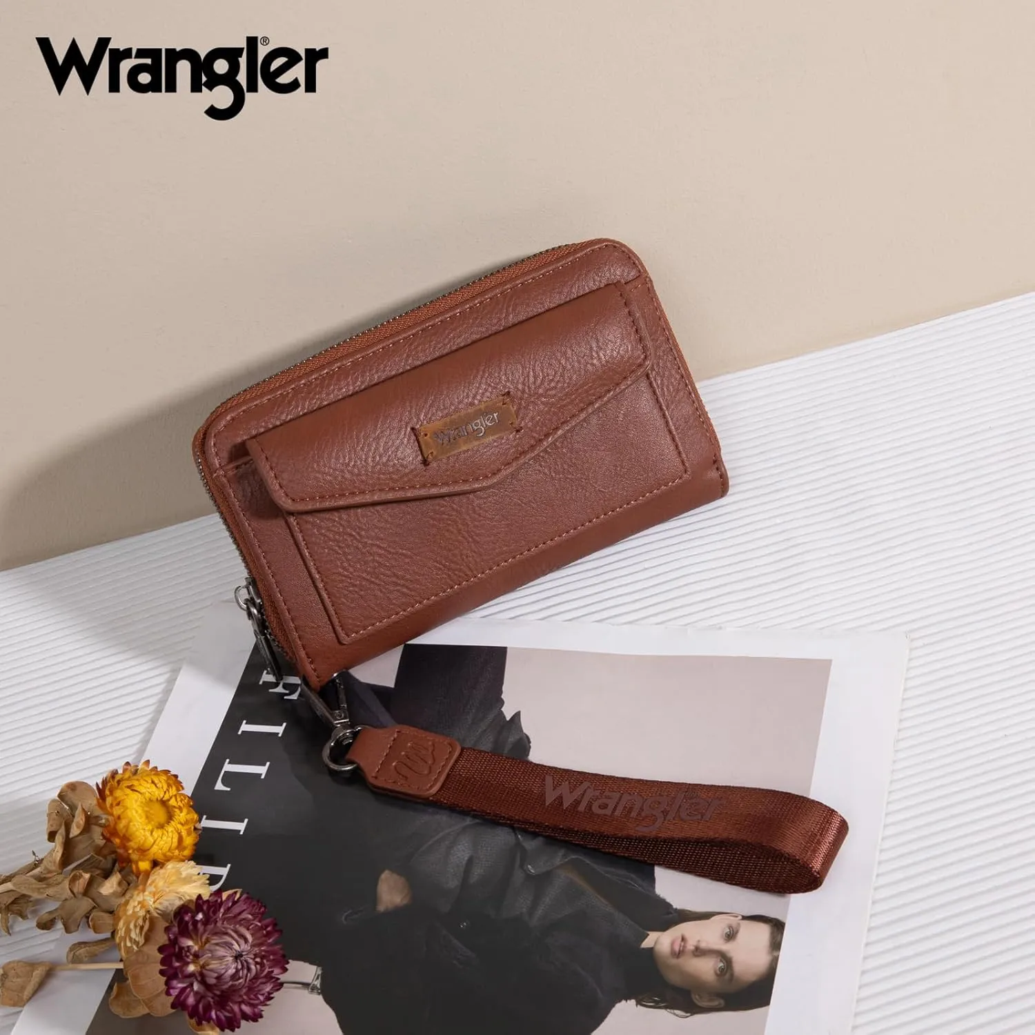 Montana West Wrangler Large Capacity Wallets Women with Wristlet and Metal Smooth Zipper