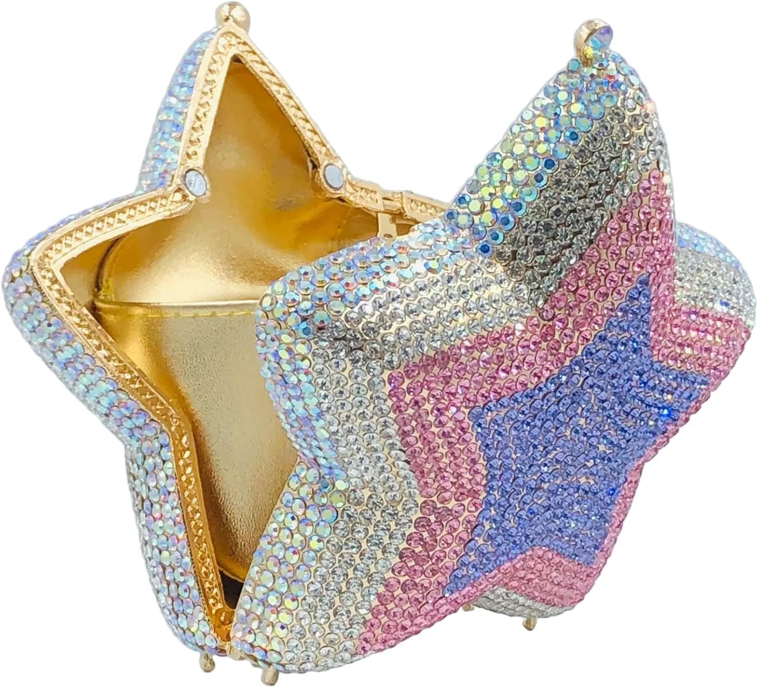 Novelty 3D Star Shape Women Crystal Clutch Evening Bag Party Prom Dinner Rhinestone Clutch Purses and Handbags,Mini