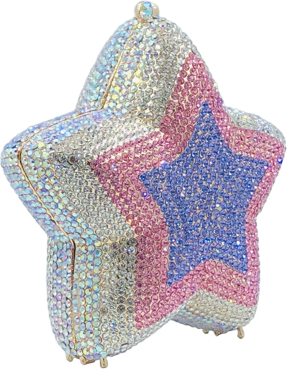 Novelty 3D Star Shape Women Crystal Clutch Evening Bag Party Prom Dinner Rhinestone Clutch Purses and Handbags,Mini