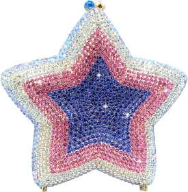 Novelty 3D Star Shape Women Crystal Clutch Evening Bag Party Prom Dinner Rhinestone Clutch Purses and Handbags,Mini