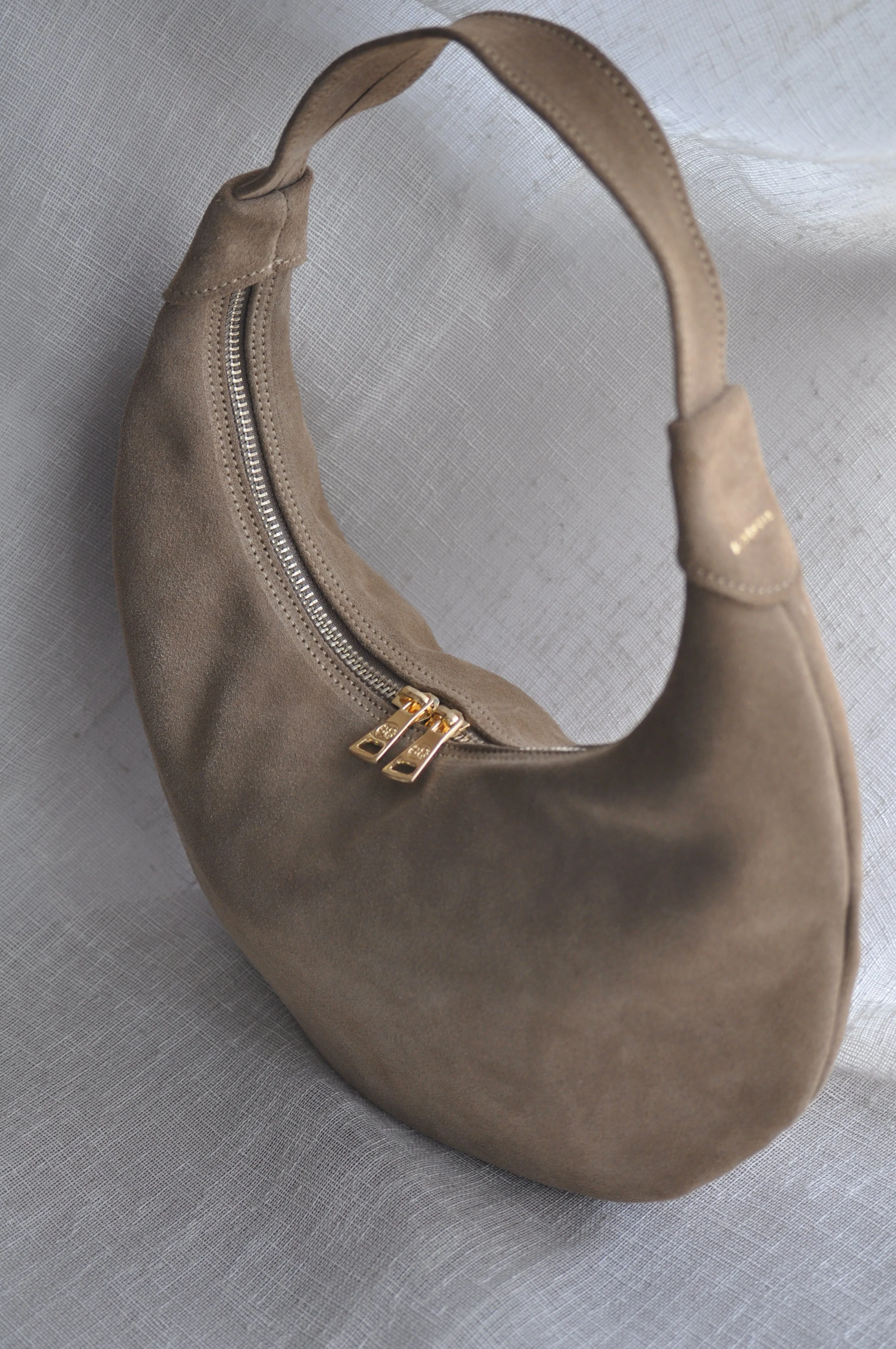 Ophelia Small Suede Leather Shoulder Bag - Mocca