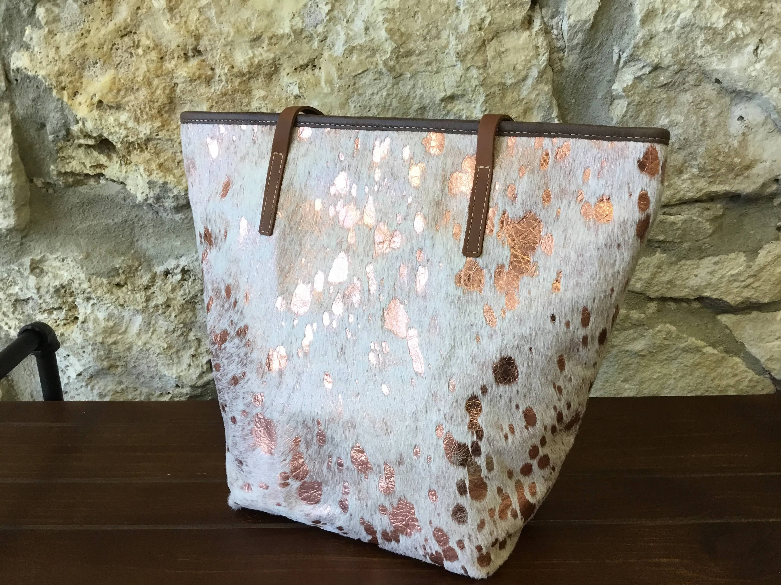 Rose’ Gold Leather Tote