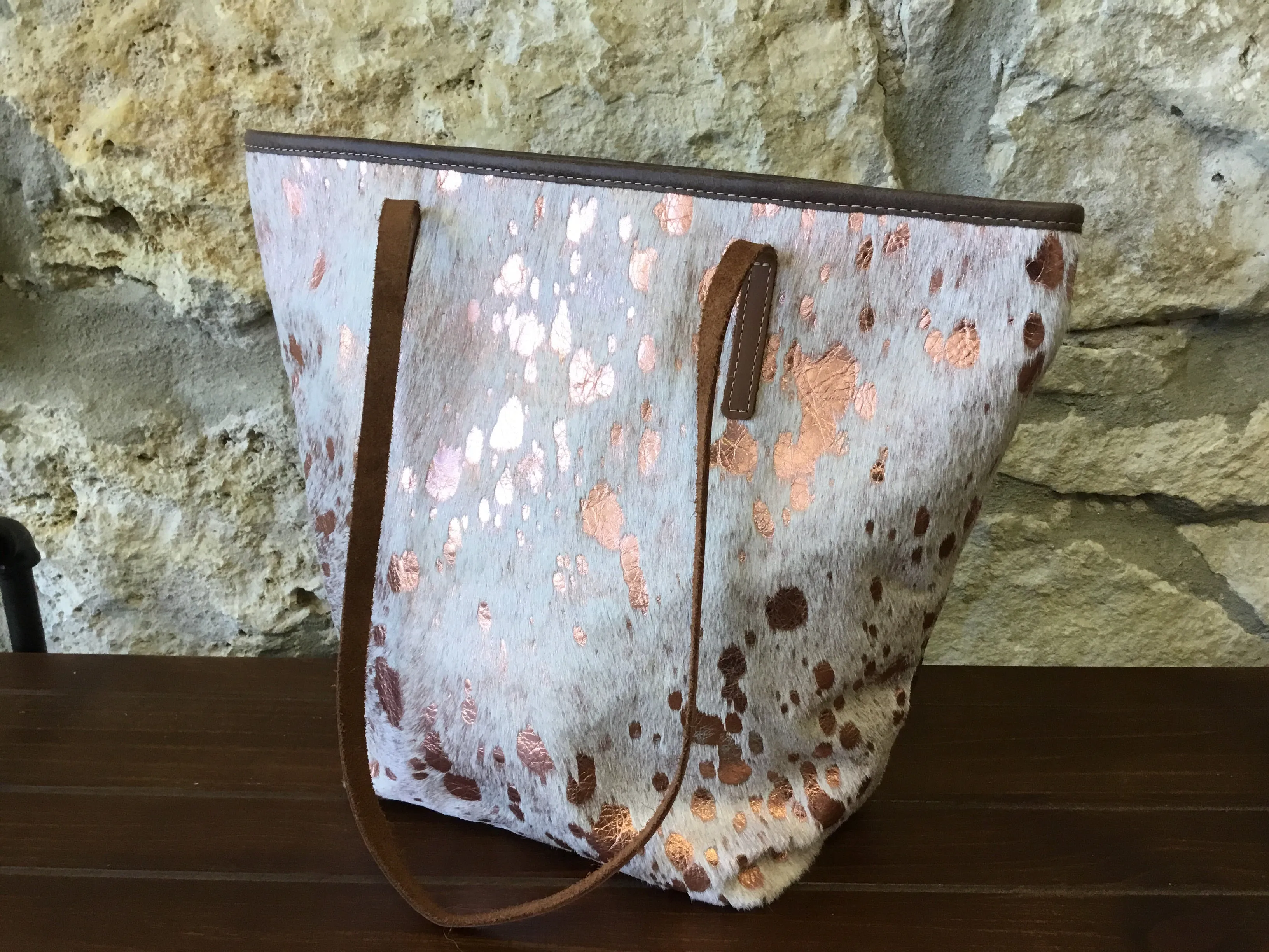 Rose’ Gold Leather Tote