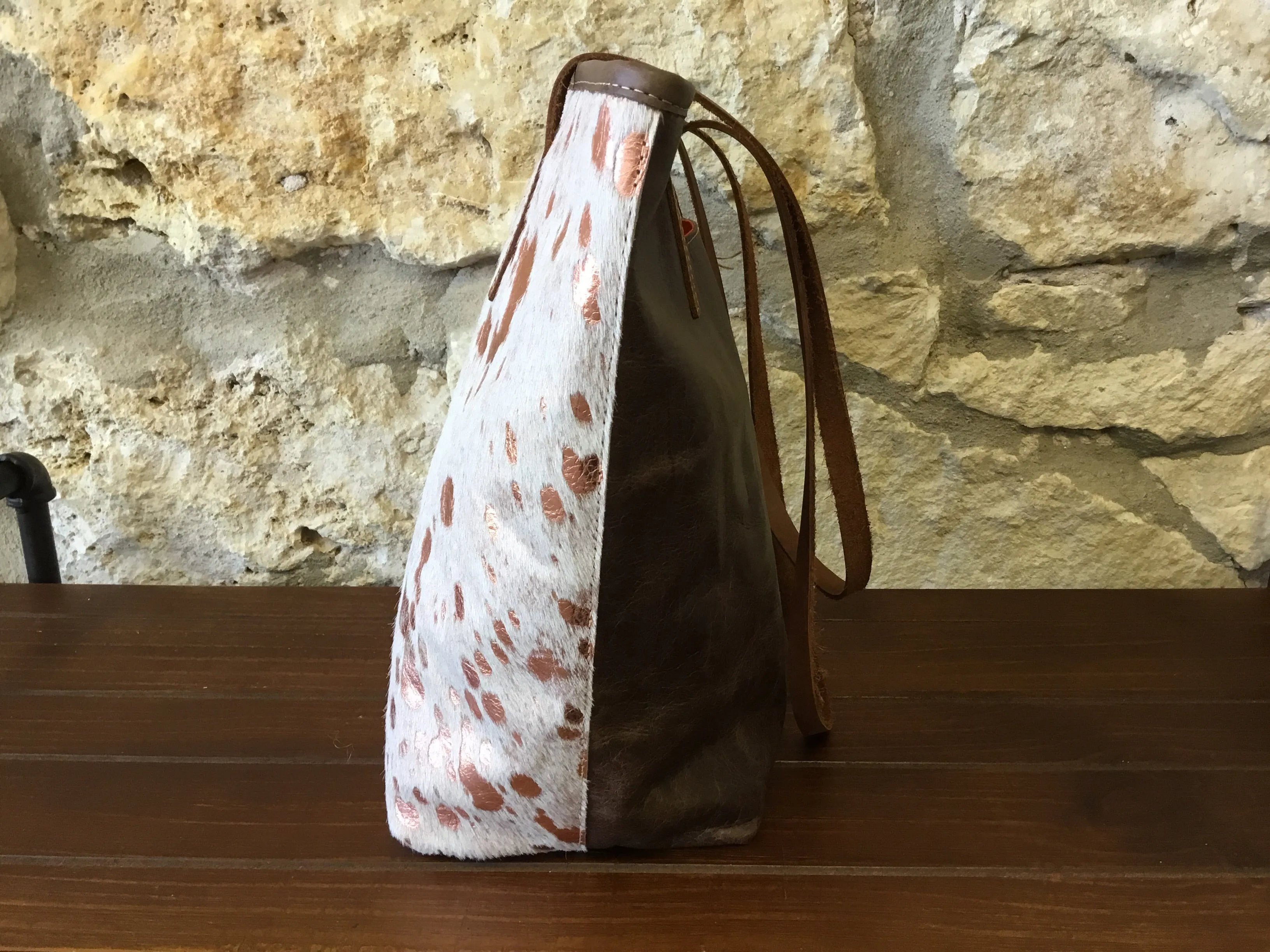 Rose’ Gold Leather Tote