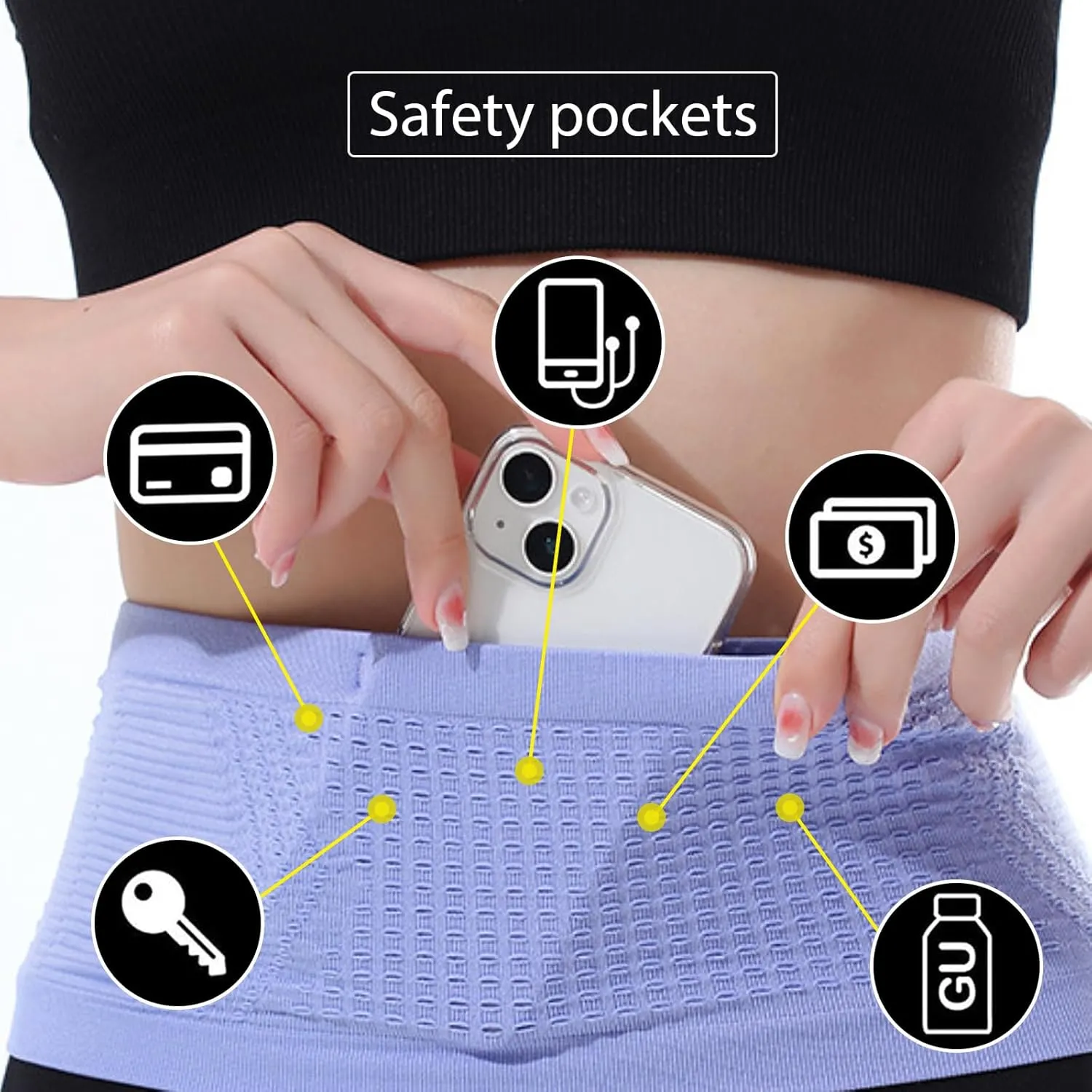 Slim Running Belt, Hidden Running Belt Fanny Pack for Men Women, Travel Running Waist Belt for Money and Passport (Purple, Small)