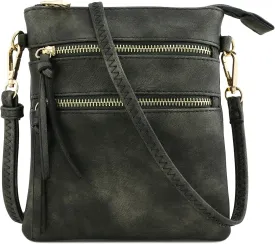 Small Lightweight Shoulder Bag for Women, Mini Multi Zipper Pocket Crossbody Handbag with Adjustable strap