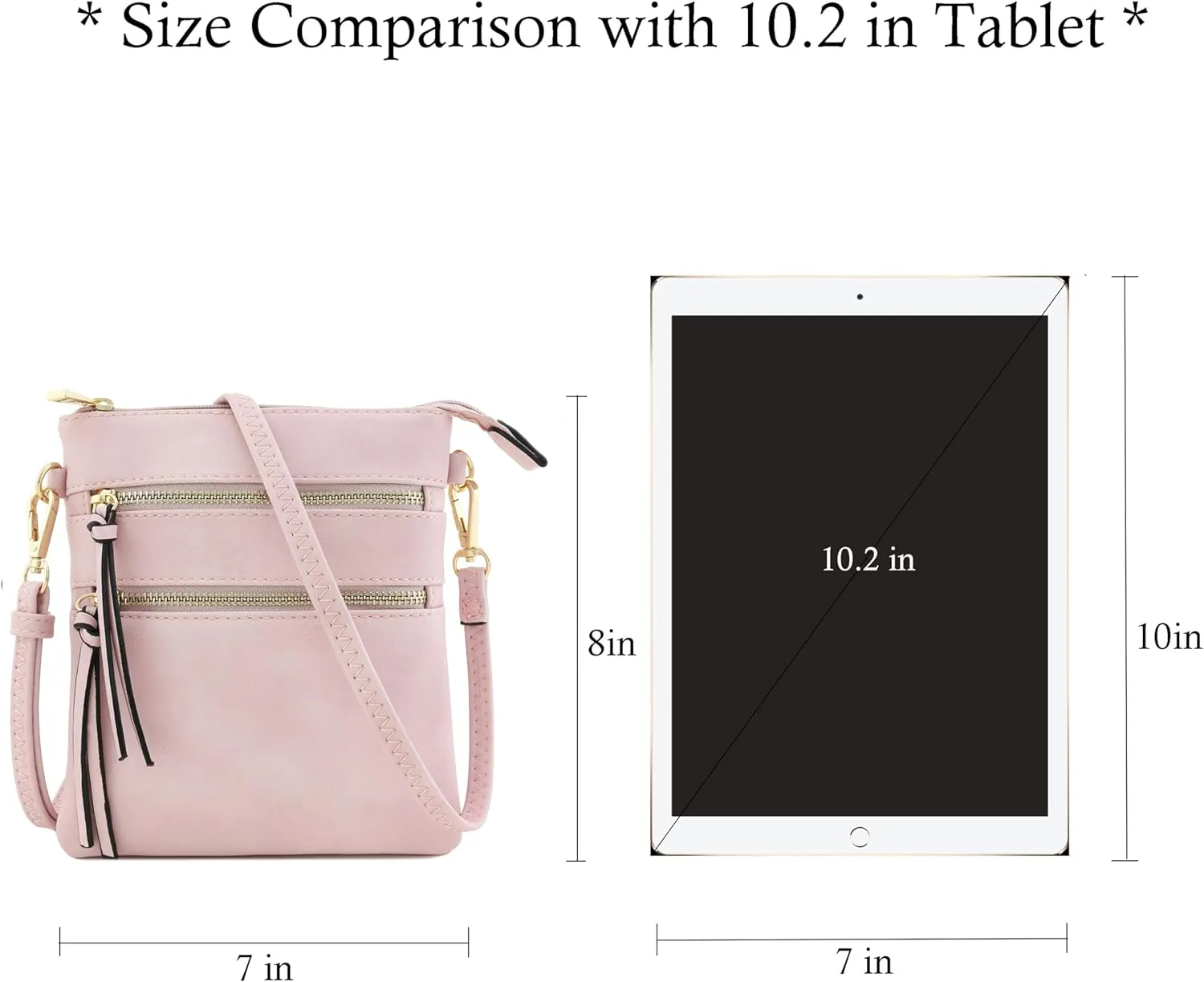 Small Lightweight Shoulder Bag for Women, Mini Multi Zipper Pocket Crossbody Handbag with Adjustable strap