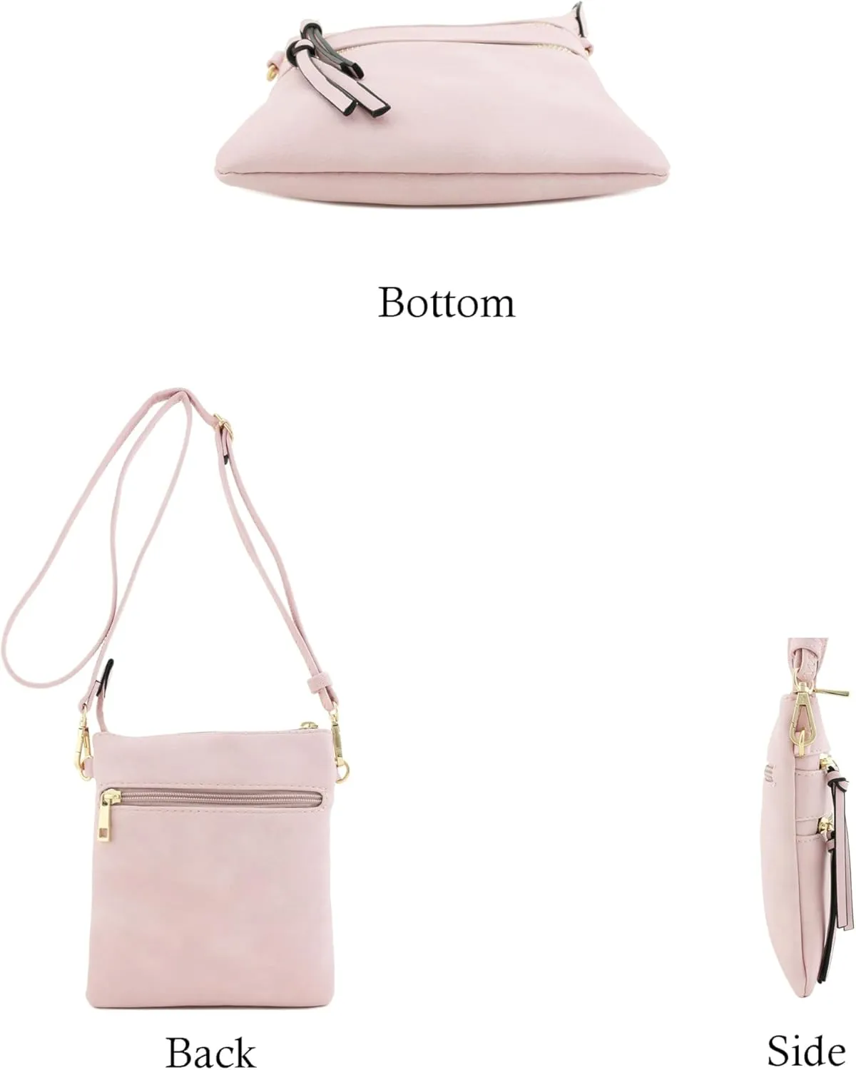 Small Lightweight Shoulder Bag for Women, Mini Multi Zipper Pocket Crossbody Handbag with Adjustable strap