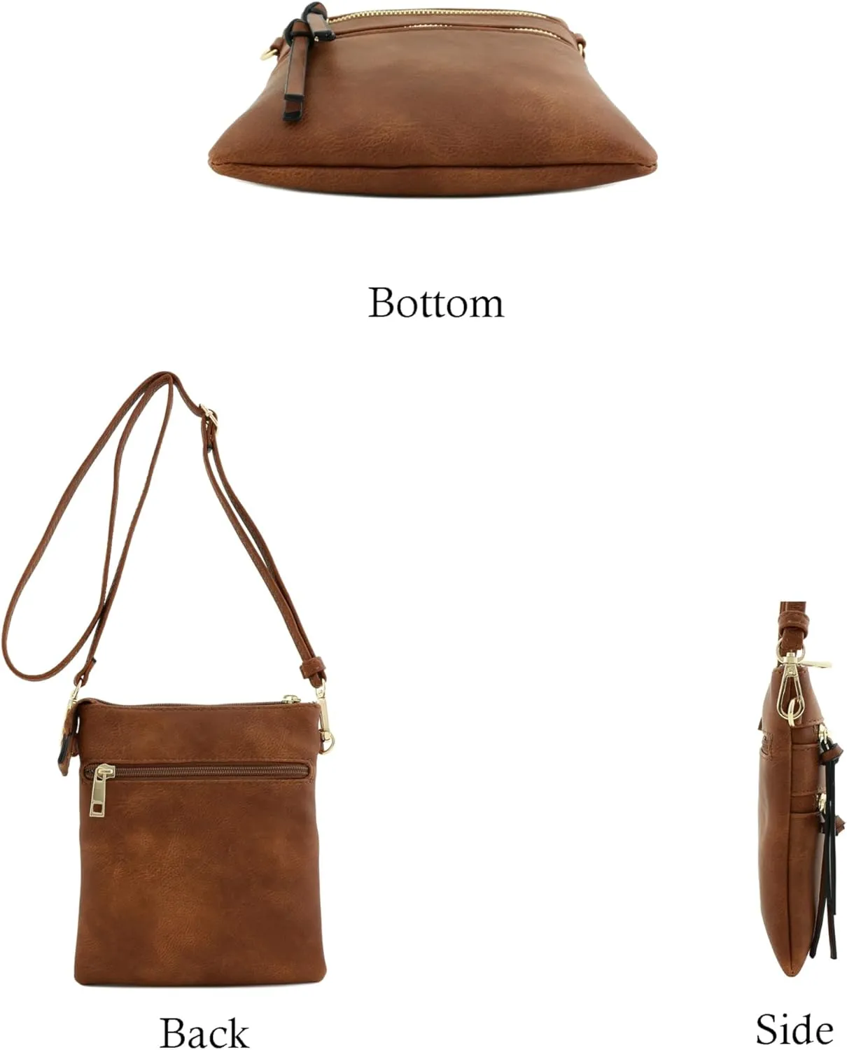 Small Lightweight Shoulder Bag for Women, Mini Multi Zipper Pocket Crossbody Handbag with Adjustable strap