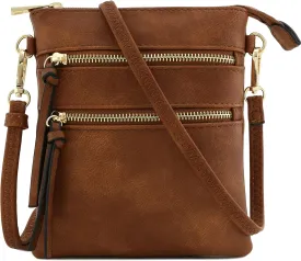 Small Lightweight Shoulder Bag for Women, Mini Multi Zipper Pocket Crossbody Handbag with Adjustable strap