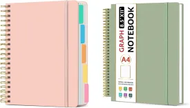 Spiral Graph Notebook, 8.5"x11" Notebooks for Work and 5 Subject Spiral Lined Notebook with Dividers & Tabs