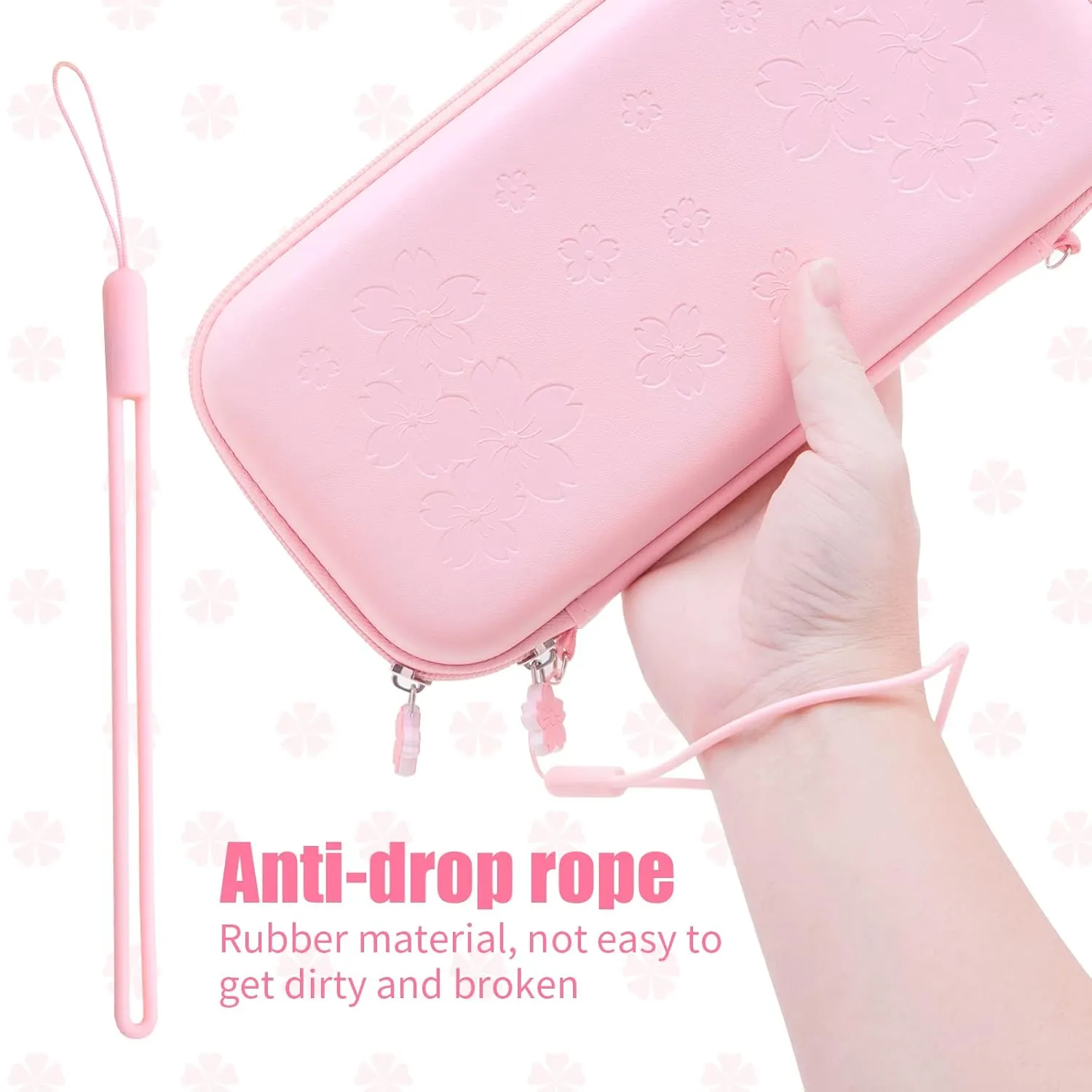 Switch OLED Travel Case Pink, Switch OLED Pink Case and Switch OLED Protective Case Clear and Switch OLED Tempered Glass Screen Protector - Pink
