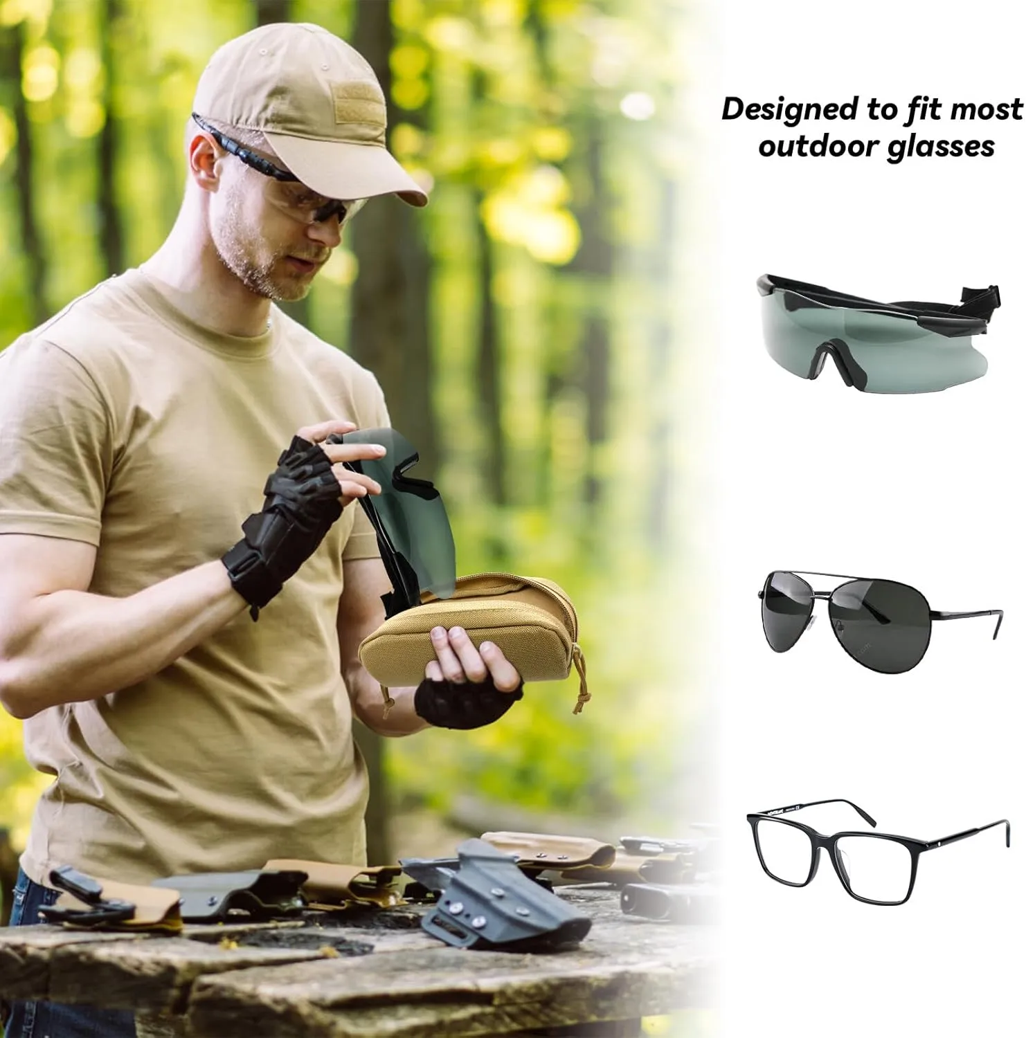 Tactical Molle Glasses Case Hard Shell Sunglass Case Eyeglass Case Shockproof Protective Glasses Case With Clip
