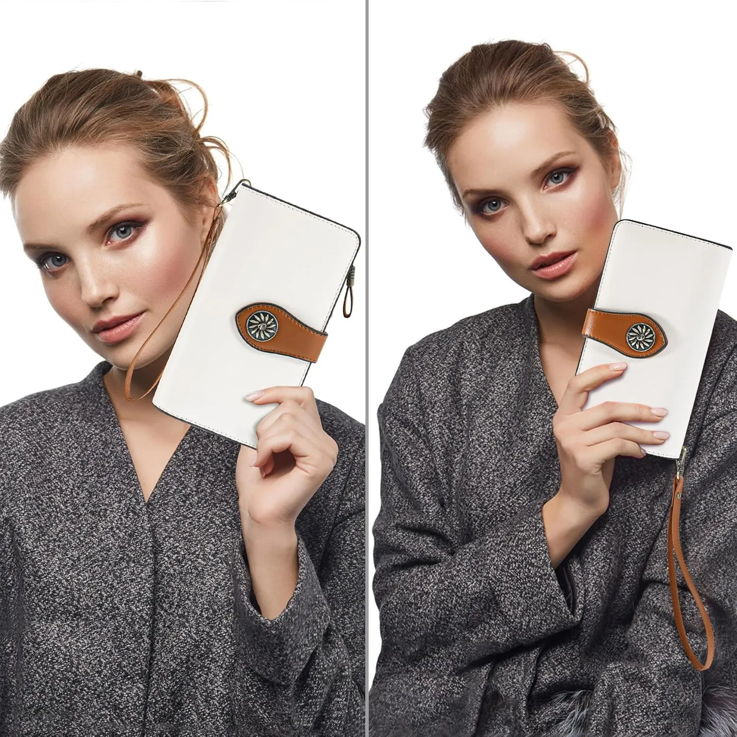 Travelambo Women's Wallet RFID Blocking Credit Card Holder Large Capacity Wristlet Leather Wallets Purse