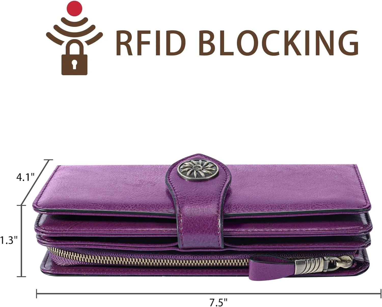 Travelambo Women's Wallet RFID Blocking Credit Card Holder Large Capacity Wristlet Leather Wallets Purse