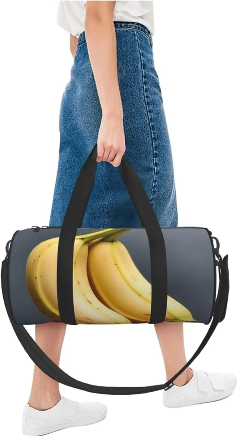 Unique Banana Fruit Printed Travel Bag,Round Personal Item Storage bag,Foldie Duffel Bag for Traveling Vacation,Fitness,Sports