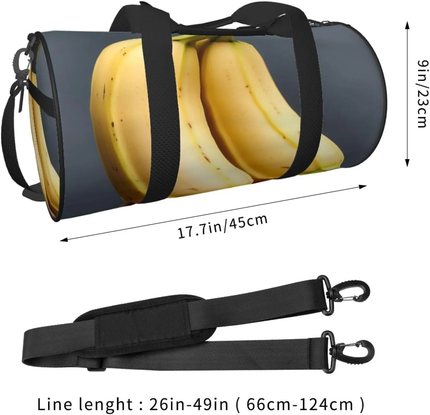 Unique Banana Fruit Printed Travel Bag,Round Personal Item Storage bag,Foldie Duffel Bag for Traveling Vacation,Fitness,Sports