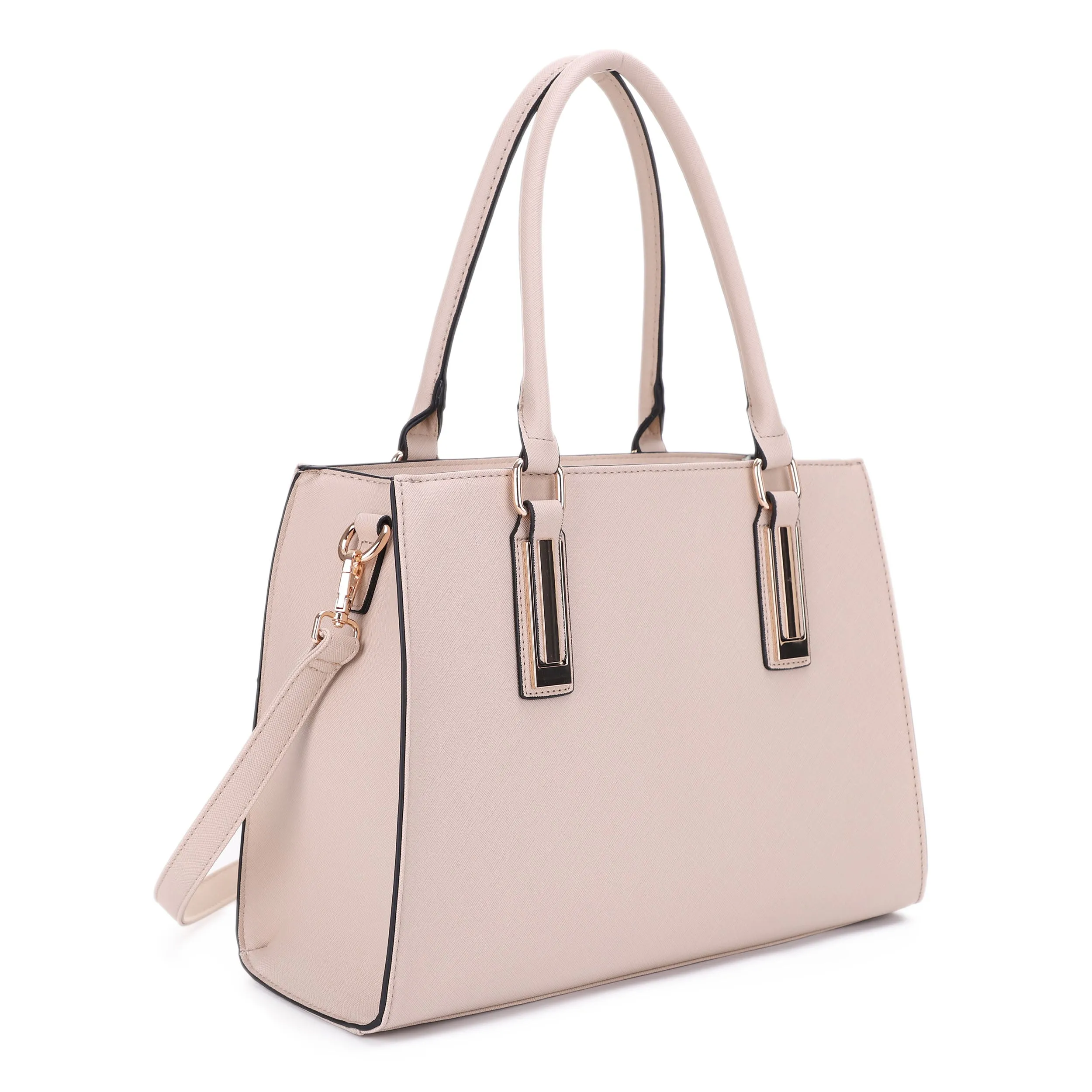 Vala Structured Metal Bar Accent Strap Satchel