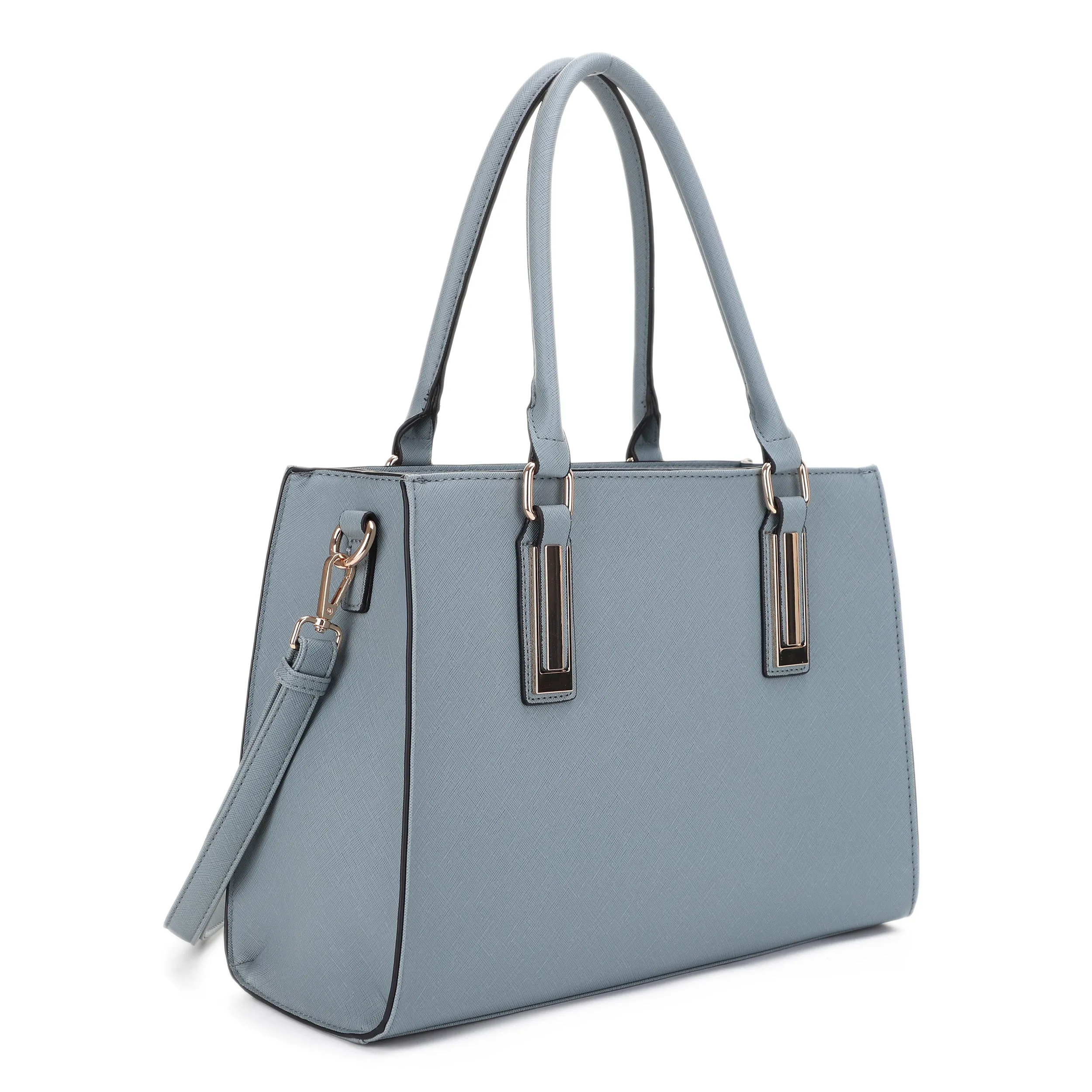 Vala Structured Metal Bar Accent Strap Satchel