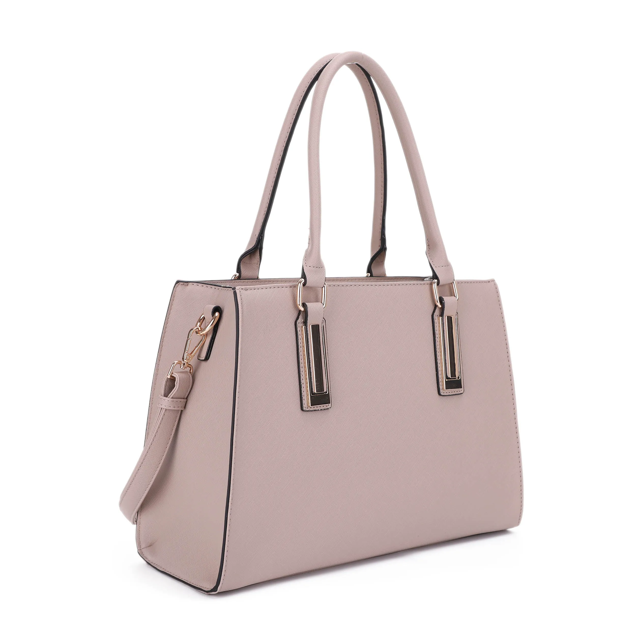 Vala Structured Metal Bar Accent Strap Satchel