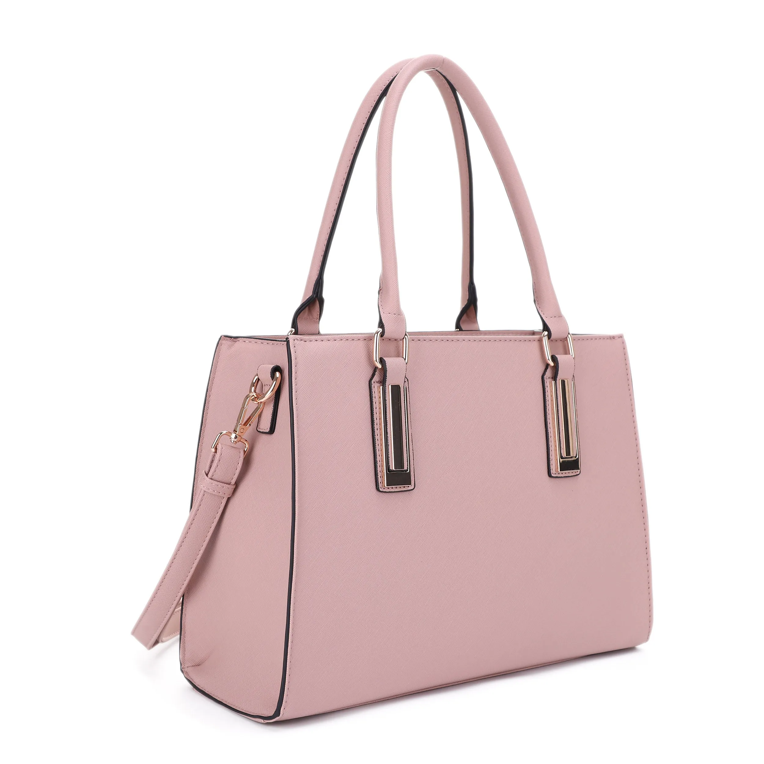 Vala Structured Metal Bar Accent Strap Satchel