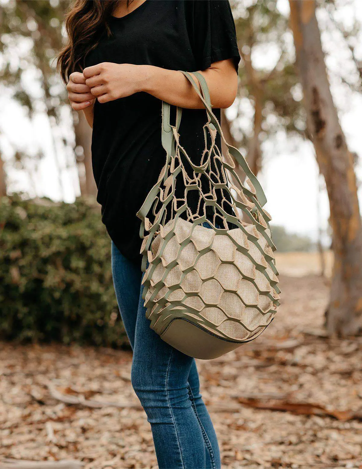 Vegan Leather Basket Bag