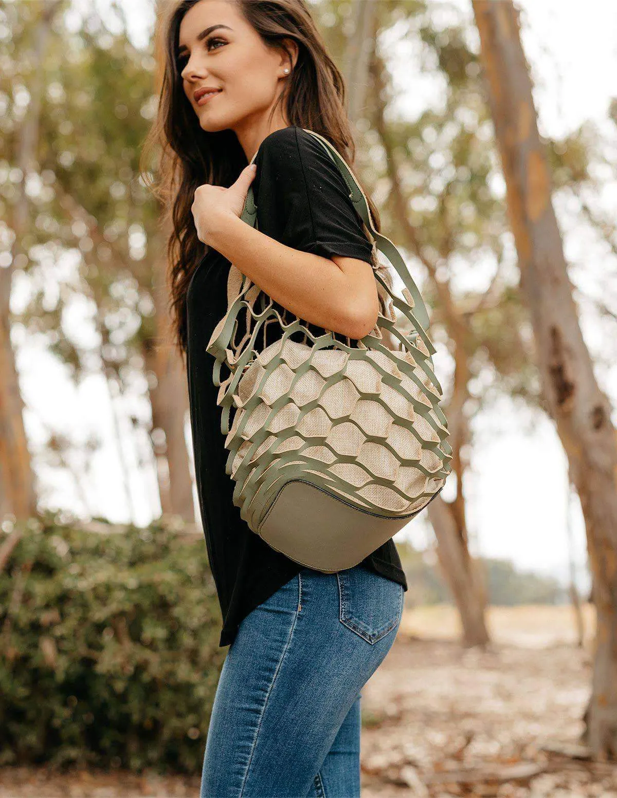 Vegan Leather Basket Bag